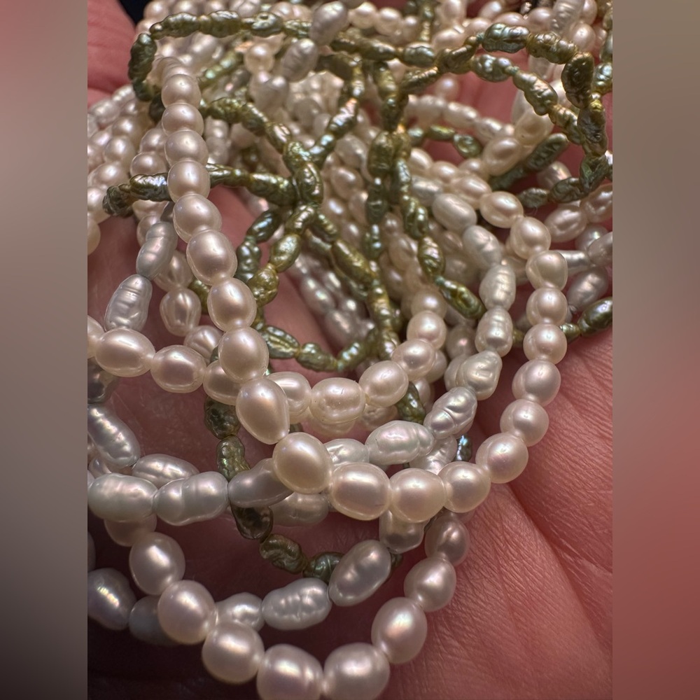 Three Stranded Fresh Water Rice Pearls - Picture 14 of 15